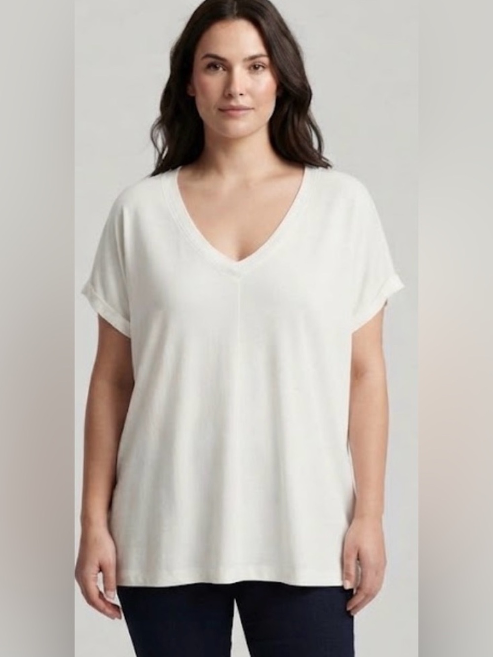 Banana Republic White V-Neck Relaxed Short Sleeve Tunic Top XXL